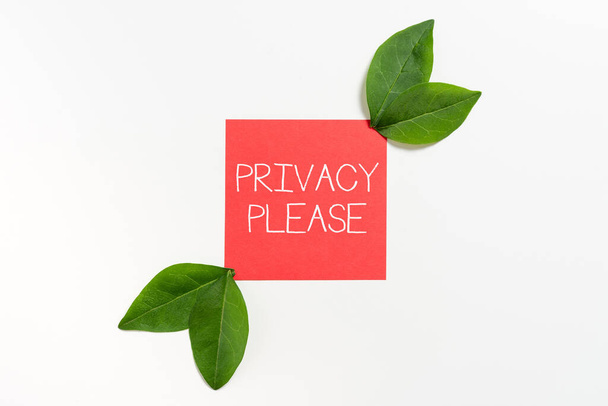 Text caption presenting Privacy Pleaseasking someone to respect your personal space Leave alone, Internet Concept asking someone to respect your personal space Leave alone - Photo, Image