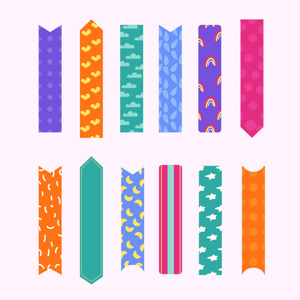 Un set di adesivi dai colori vivaci, etichette per il tuo taccuino. Illustrazione vettoriale - Vettoriali, immagini
