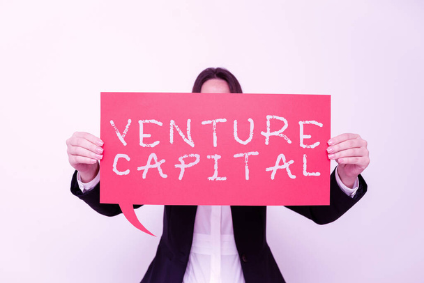 Inspirace ukazující znamení Venture Capitalfinancing poskytované firmami malým začínajícím firmám, Business showcase financování poskytované firmami malým začínajícím firmám - Fotografie, Obrázek