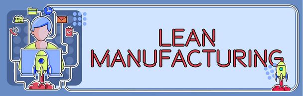 Legenda conceitual Lean ManufacturingWaste Minimização sem sacrificar a produtividade, vitrine de negócios Minimização de resíduos sem sacrificar a produtividade - Foto, Imagem