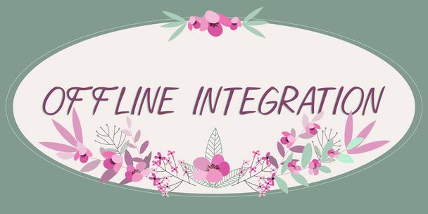 Tekstbord tonen Offline Integratie, Internet Concept Eerste Triade van Marketing Televisie Print en Outdoor - Foto, afbeelding