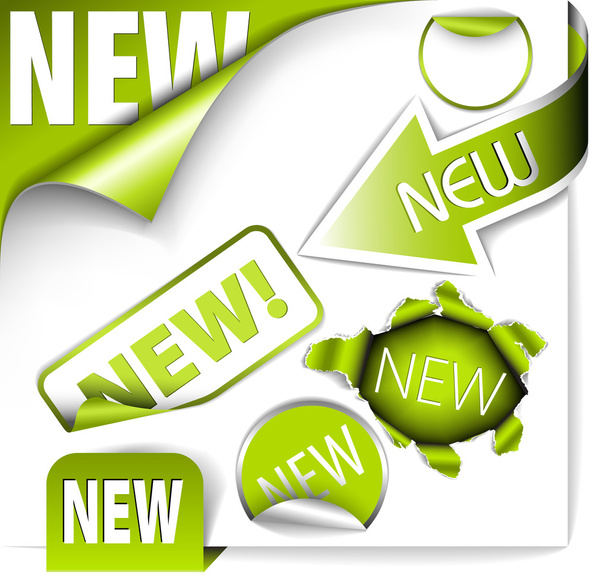 Set of green elements for new items - Vector, Image