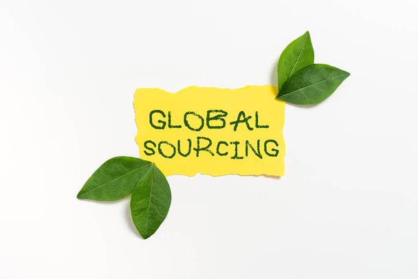 Légende conceptuelle Global Sourcingpractice of sourcing from the global market for goods, Word for practice of sourcing from the global market for goods - Photo, image