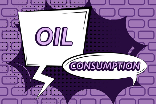 Wyświetlacz koncepcyjny Zużycie olejuTen wpis jest całkowity olej zużyty w beczkach dziennie, Słowo na Ten wpis jest całkowity olej zużyty w beczkach dziennie - Zdjęcie, obraz