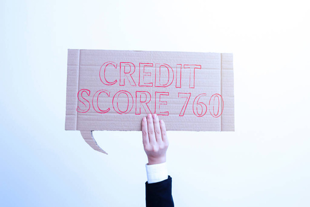 Conceptual display Credit Score 760numerical expression based on level analysis of person, Conceptual photo numerical expression based on level analysis of person - Photo, Image