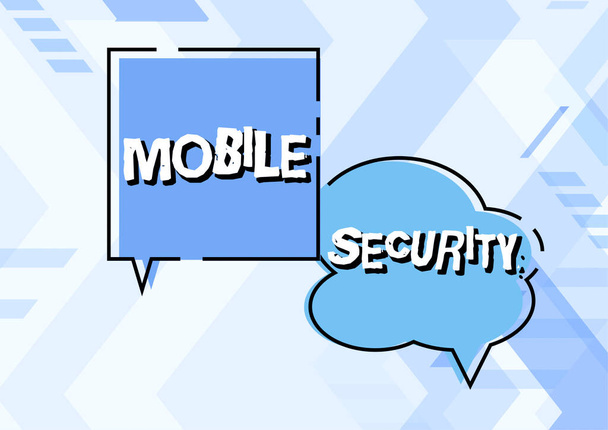 Znak ręcznego pisania Mobilne bezpieczeństwoOchrona telefonu komórkowego przed zagrożeniami i podatnościami, Pomysł na biznes Ochrona telefonu komórkowego przed zagrożeniami i podatnościami - Zdjęcie, obraz