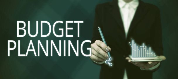Zarejestruj wyświetlanie budżetu PlanowaniePisemny opis bieżących i przyszłych wydatków, Business showcase Pisemny opis bieżących i przyszłych wydatków - Zdjęcie, obraz