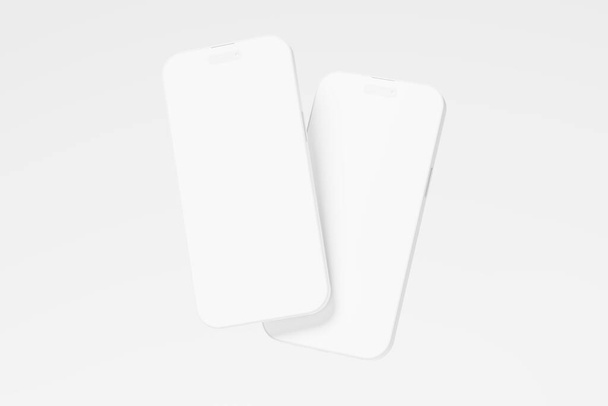 Iphone 14 Pro Max Clay 3D vykreslování White Blank Mockup pro design Prezentace - Fotografie, Obrázek