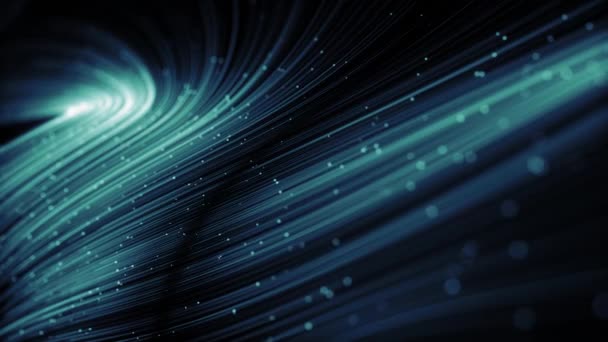 Abstract Flowing Digital Lines Background/ 4k animation of an abstract technology wallpaper background of flowing particle lines and nodes for communication with depth of field and data connecting symbolism - Footage, Video