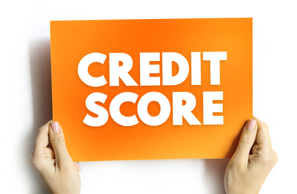 Credit Score - numerical expression based on a level analysis of a person's credit files, to represent the creditworthiness of an individual, text concept background - Photo, image