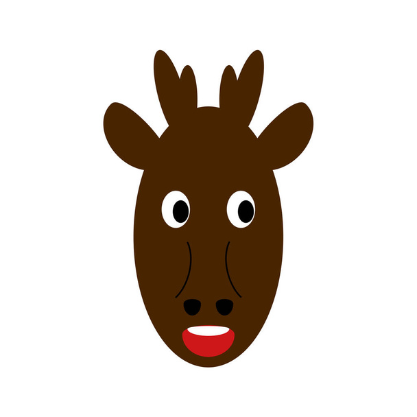 La faccia da cartone animato di un cervo. Design piatto - Vettoriali, immagini