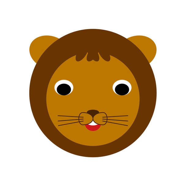 Cartoon face of a lion. Flat design.  - Vector, Image