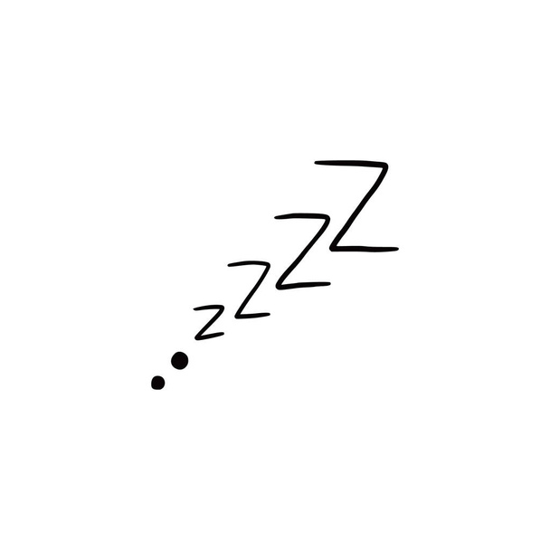 Dormir zzzz garabato símbolo conjunto. Sueño soñoliento icono. Doodle cómic dibujo estilo vector ilustración. - Vector, imagen