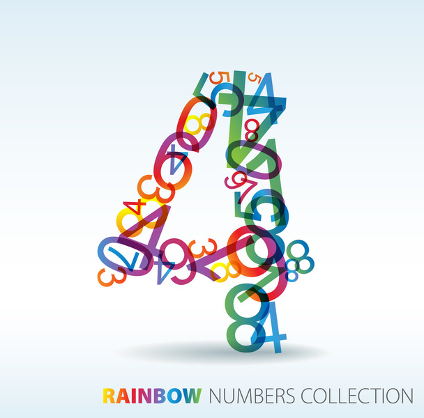 nummer vier gemaakt van kleurrijke nummers - Vector, afbeelding