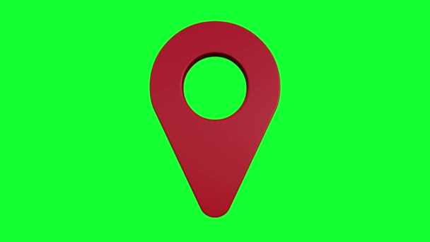 Green screen video 3d icon map marker with red color - Footage, Video