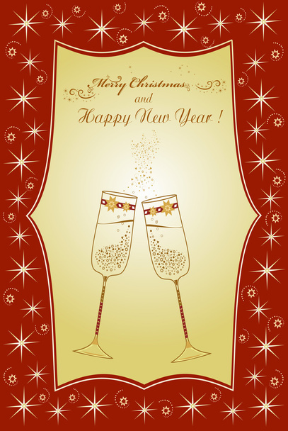 Beautiful Christmas card with glasses - Vector, Image
