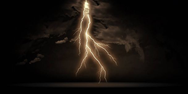 lightning-dark-thunder-black-and-white-yellowish - 写真・画像