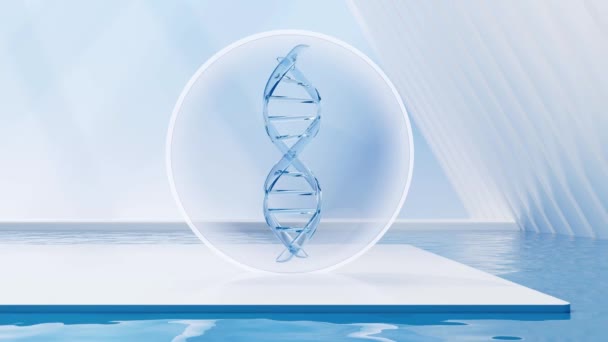 DNA con fondo superficie dell'acqua, rendering 3d. - Filmati, video