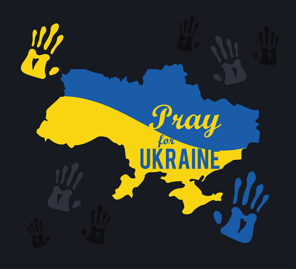 προσεύχονται για ουκρανική αφίσα με χάρτη - Διάνυσμα, εικόνα