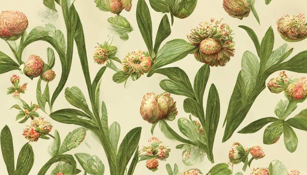 vintage seamless flowers pattern on green background - Photo, Image