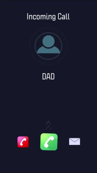 Phone call from dad, screen and digital communication contact icons, 5g networking and mobile connection. Background of smartphone voice calling, technology design and ui graphic on talk user system. - Footage, Video