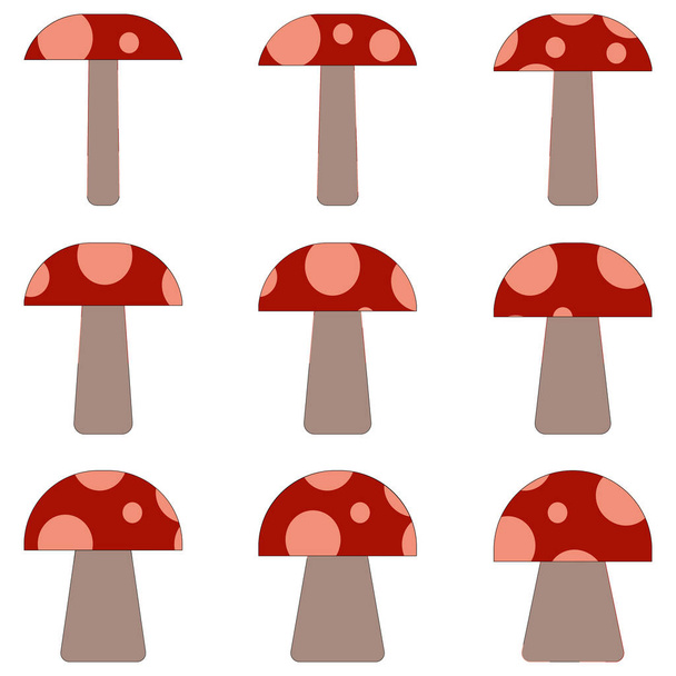 Pilz niedlicher Fliegenpilz, Logo magisches Symbol einfache Mütze amanita giftig - Vektor, Bild