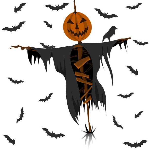 Šťastný Halloween Téma, Dýně strašák ilustrace, Strašidelný Vibe dárek, strašidelný design - Fotografie, Obrázek