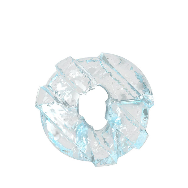 3d символ льда с диагональными толстыми ремнями. буква о - Вектор,изображение