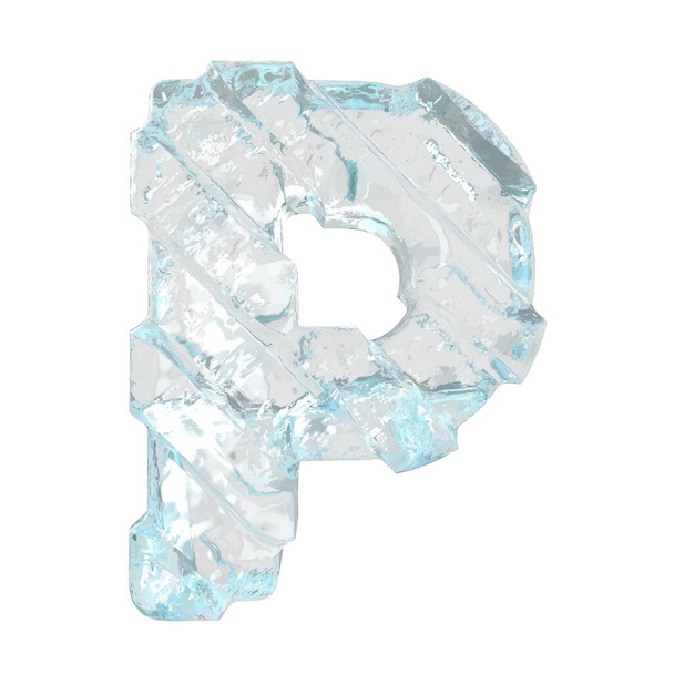 Symbol 3d lodu z przekątnymi grubymi paskami. litera p - Wektor, obraz