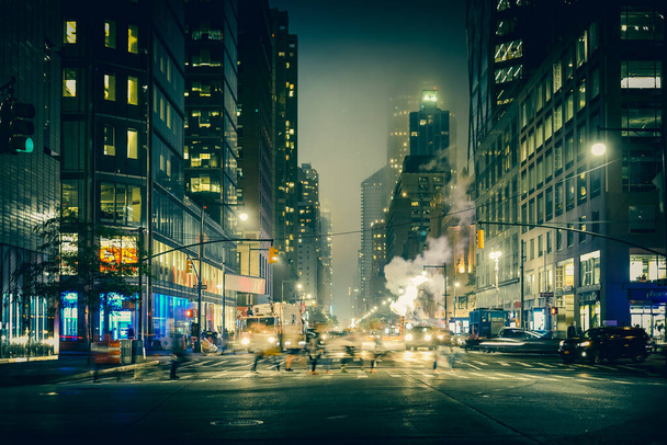 Night view of the city of New York. Shooting Location: New York, Manhattan - Foto, afbeelding