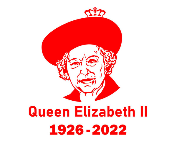 Queen Elizabeth Portrait Face 1926 2022 Rojo Británico Reino Unido Nacional Europa Vector Ilustración Elemento de diseño abstracto - Vector, imagen