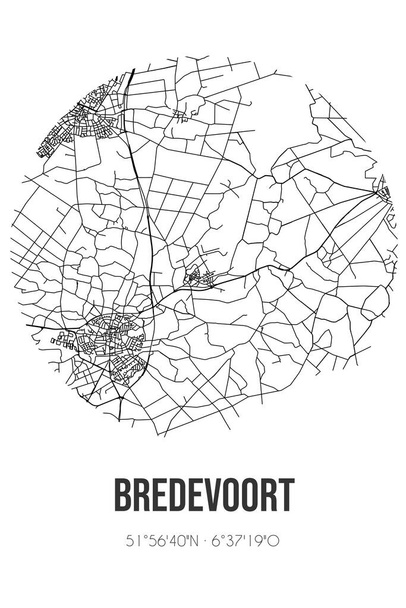 Αφηρημένος οδικός χάρτης του Bredevoort που βρίσκεται στο δήμο Gelderland του Aalten. Χάρτης πόλης με γραμμές - Φωτογραφία, εικόνα