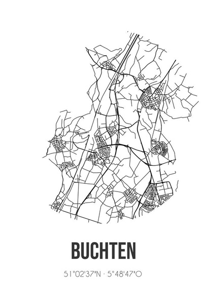Αφηρημένος οδικός χάρτης του Buchten που βρίσκεται στο δήμο Limburg του Sittard-Geleen. Χάρτης πόλης με γραμμές - Φωτογραφία, εικόνα