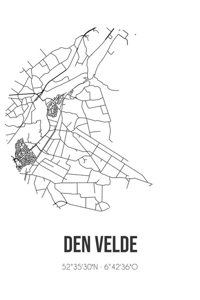Abstraktní mapa města Den Velde v obci Overijssel v Hardenbergu. Mapa města s čárami - Fotografie, Obrázek
