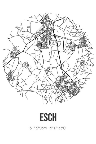 Αφηρημένος χάρτης του Esch που βρίσκεται στο δήμο Noord-Brabant της Haaren. Χάρτης πόλης με γραμμές - Φωτογραφία, εικόνα