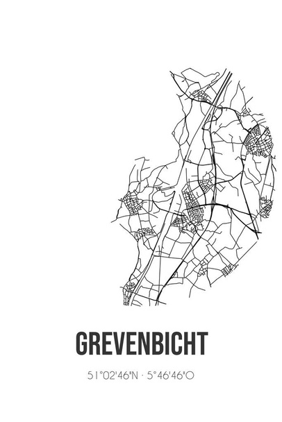 Αφηρημένος οδικός χάρτης του Grevenbicht που βρίσκεται στο δήμο Limburg του Sittard-Geleen. Χάρτης πόλης με γραμμές - Φωτογραφία, εικόνα