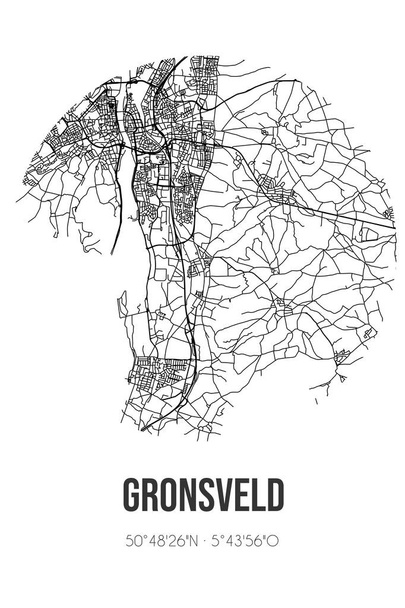 Αφηρημένος οδικός χάρτης του Gronsveld που βρίσκεται στο δήμο Limburg του Eijsden-Margraten. Χάρτης πόλης με γραμμές - Φωτογραφία, εικόνα
