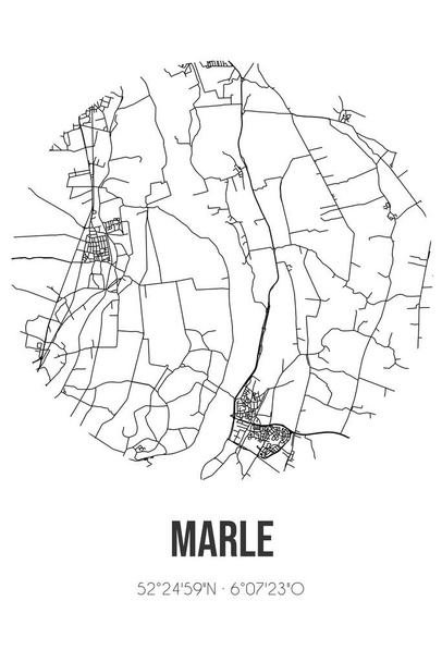 Αφηρημένος οδικός χάρτης του Marle που βρίσκεται στο δήμο Overijssel του Olst-Wijhe. Χάρτης πόλης με γραμμές - Φωτογραφία, εικόνα
