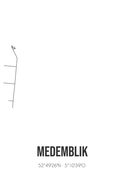 Resumen del mapa de Medemblik situado en Noord-Holland municipio de Medemblik. Mapa de la ciudad con líneas - Foto, imagen