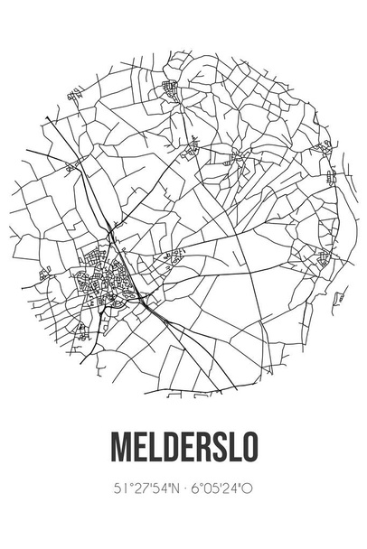 Αφηρημένος οδικός χάρτης του Melderslo που βρίσκεται στο δήμο Limburg του Horst aan de Maas. Χάρτης πόλης με γραμμές - Φωτογραφία, εικόνα