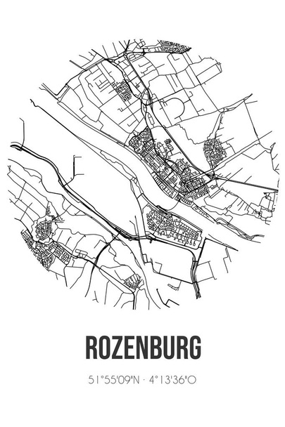 Abstract street map of Rozenburg located in Zuid-Holland municipality of Rotterdam. City map with lines - Photo, Image