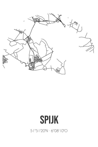 Αφηρημένος οδικός χάρτης του Spijk που βρίσκεται στο δήμο Gelderland του Zevenaar. Χάρτης πόλης με γραμμές - Φωτογραφία, εικόνα