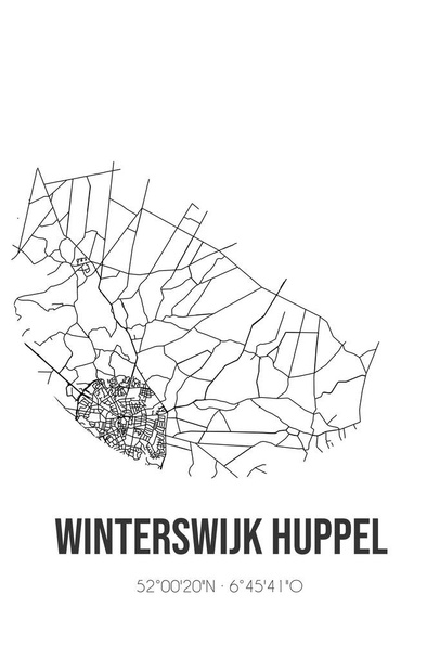 Αφηρημένος χάρτης του δρόμου Winterswijk Huppel που βρίσκεται στο δήμο Gelderland του Winterswijk. Χάρτης πόλης με γραμμές - Φωτογραφία, εικόνα