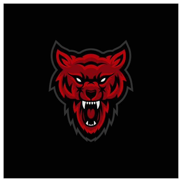 Wolf head illustration Logo Design. Wolf mascot vector art. Frontal symmetric image of wolf looking dangerous. - Vektor, Bild