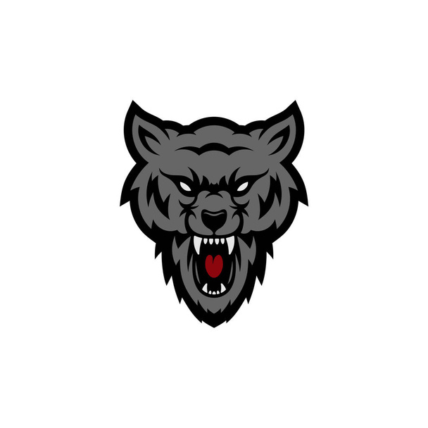 Wolf head illustration Logo Design. Wolf mascot vector art. Frontal symmetric image of wolf looking dangerous. - ベクター画像