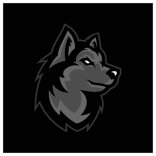 Wolf head illustration Logo Design. Wolf mascot vector art. Frontal symmetric image of wolf looking dangerous. - Vector, Image