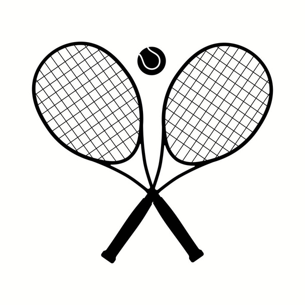Tenis Raketi Düz İkon Beyaz Arkaplan 'da. Vektör - Vektör, Görsel