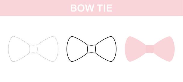 Bow Tie traceren en kleuren werkblad voor kinderen - Vector, afbeelding
