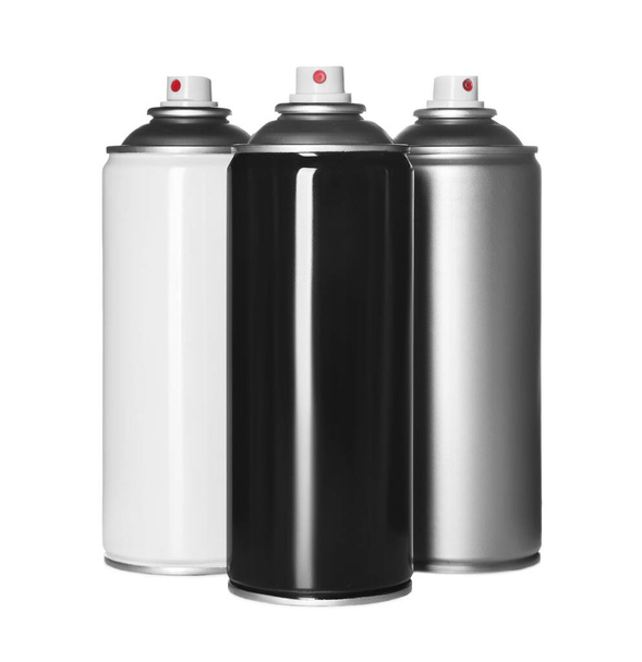 Cans of spray paints on white background - Foto, Bild