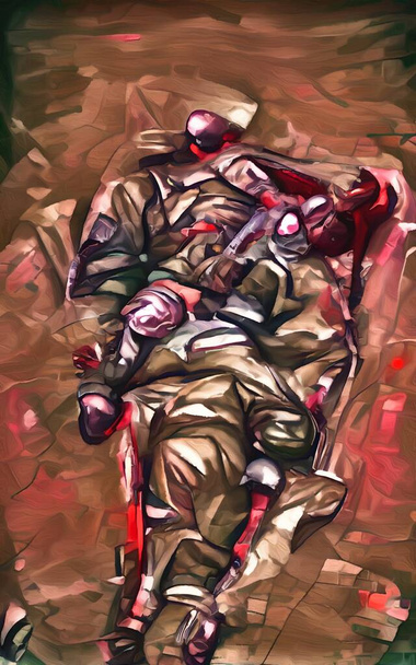 art couleur du cadavre du soldat après la guerre - Photo, image